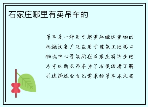 石家庄哪里有卖吊车的